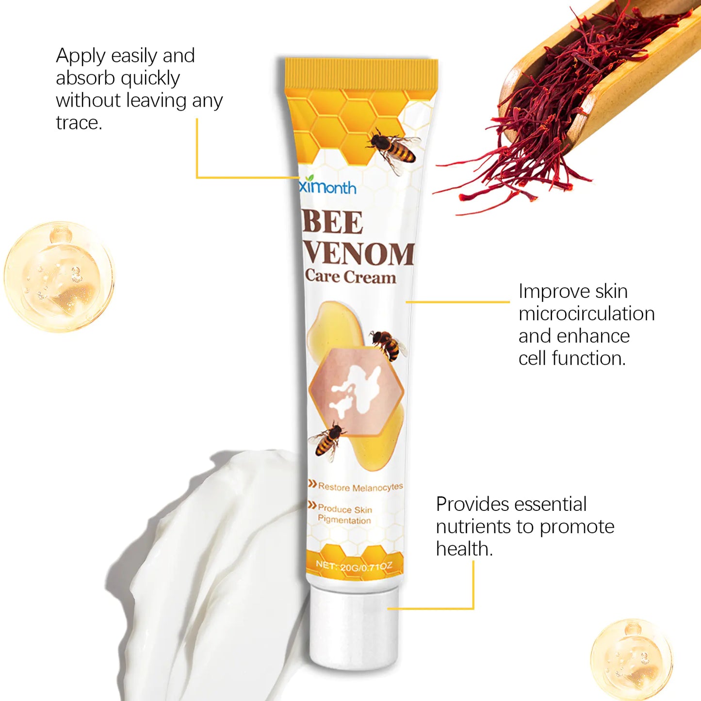 Bee White Spot Neck Cream - Natural Skin Repair for Neck Discoloration | Reduce White Spots & Even Skin Tone with Bee Venom