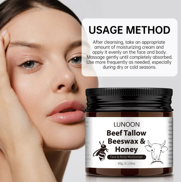 Butter Honey & Tallow Moisturizing Cream - Natural Deep Hydration for Dry Skin | Nourishing Face & Body Cream with Tallow, Honey & Butter