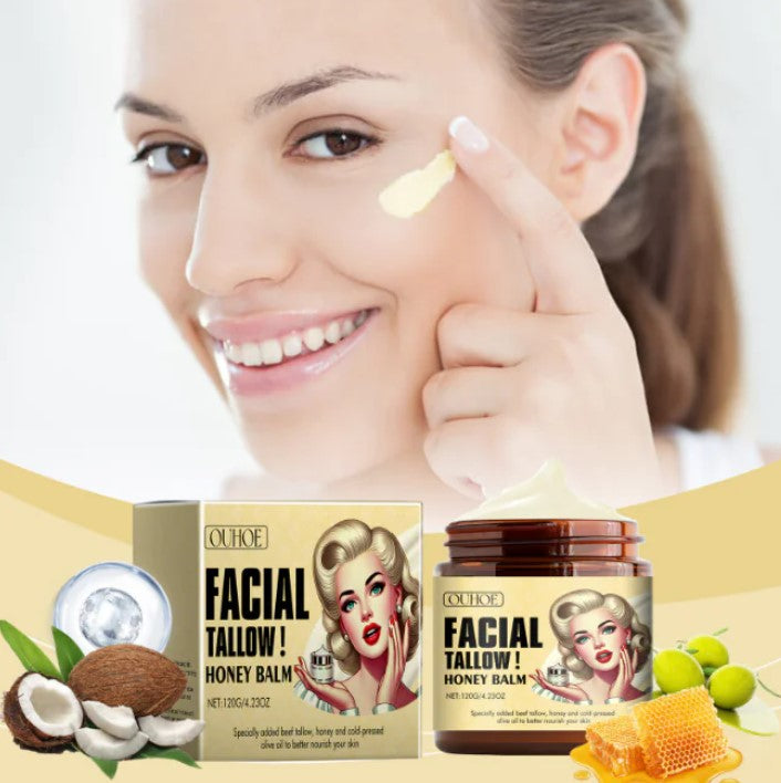 Honey & Tallow Facial Moisturizer - Natural Nourishing Cream for Dry & Sensitive Skin | Grass-Fed Tallow & Raw Honey Face Cream (Copy).