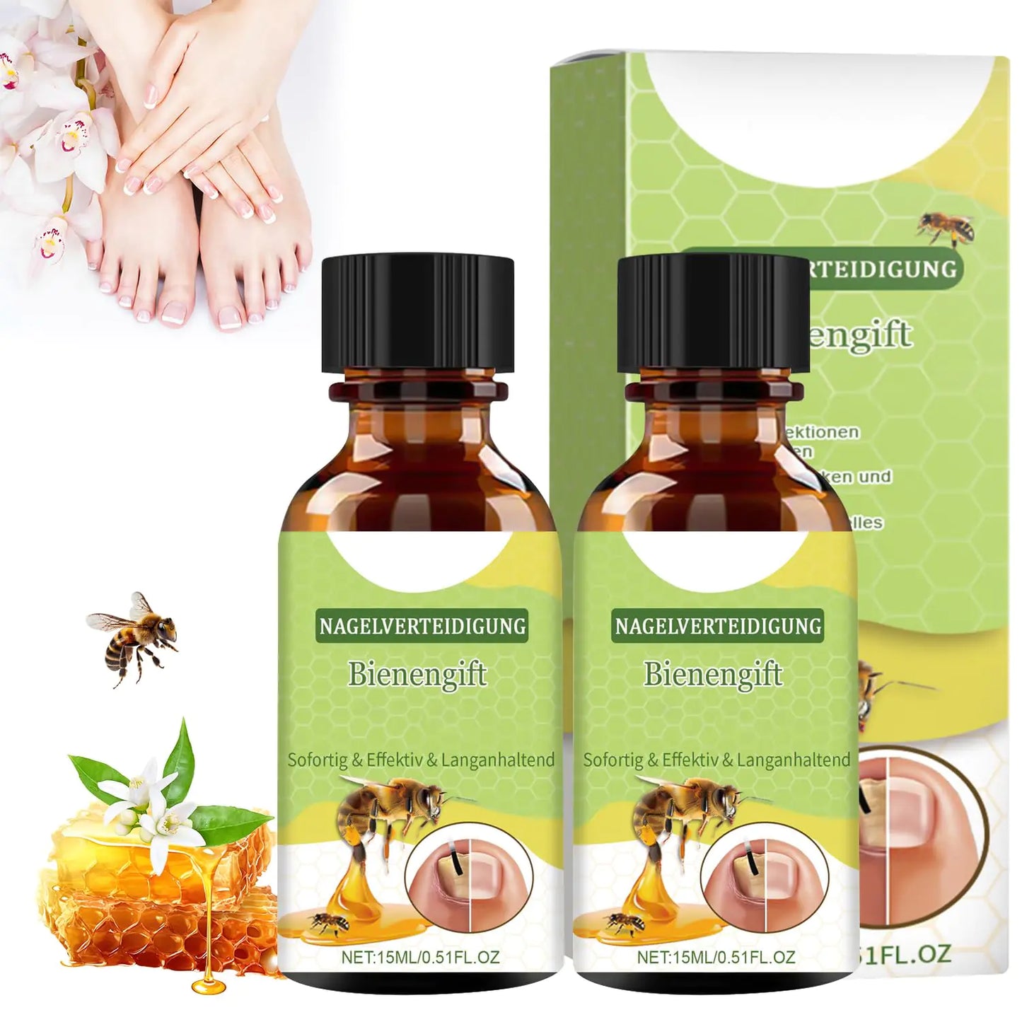 2Pcs Nail Defense Bee Venom Treatment Serum Nail Growth and Repair Serum.