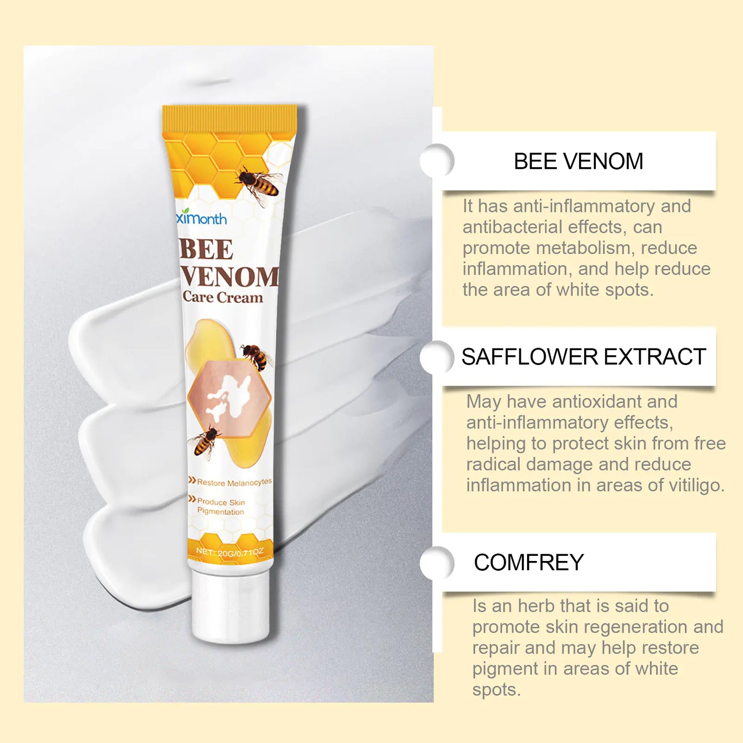 Bee White Spot Neck Cream - Natural Skin Repair for Neck Discoloration | Reduce White Spots & Even Skin Tone with Bee Venom