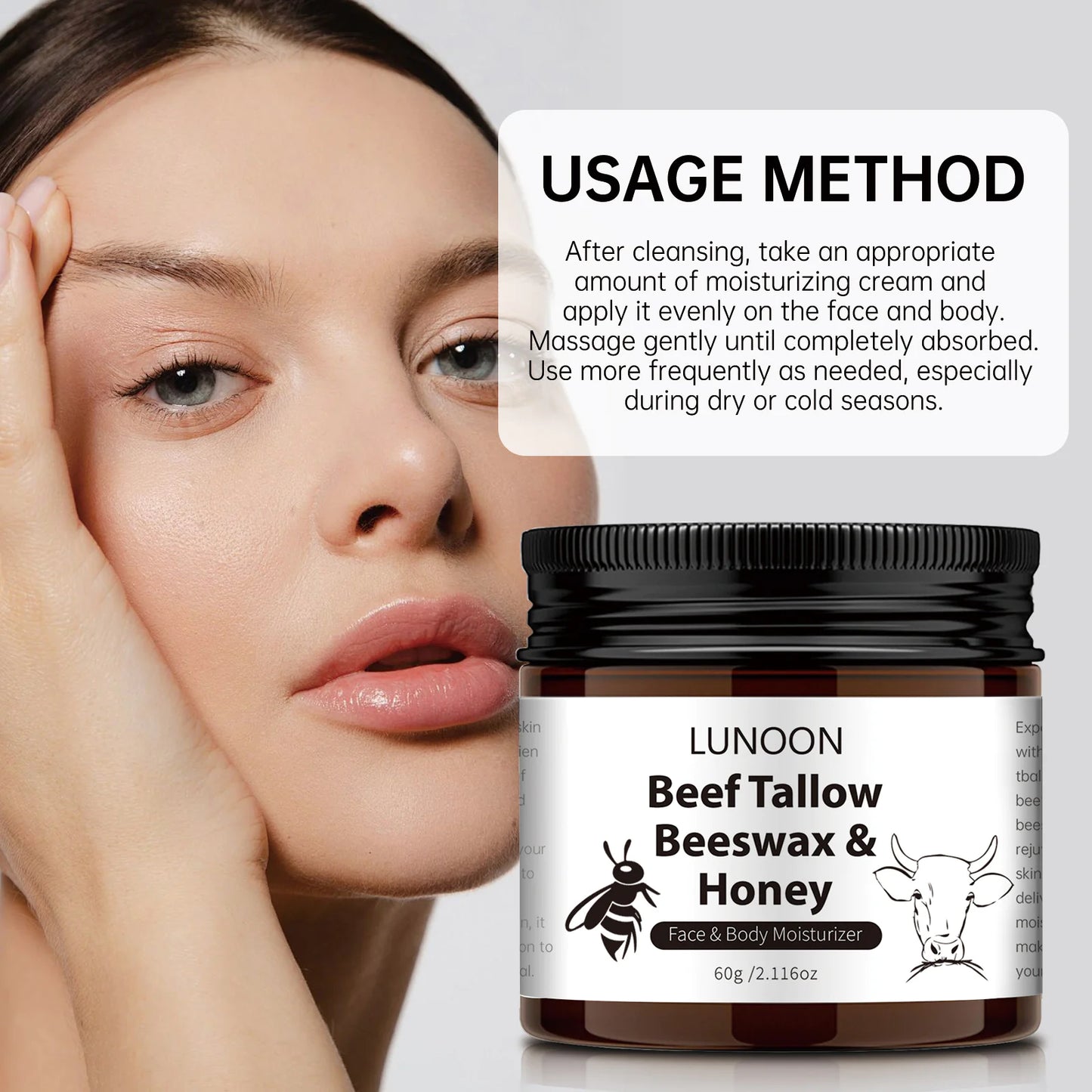 Butter Honey & Tallow Moisturizing Cream - Natural Deep Hydration for Dry Skin | Nourishing Face & Body Cream with Tallow, Honey & Butter