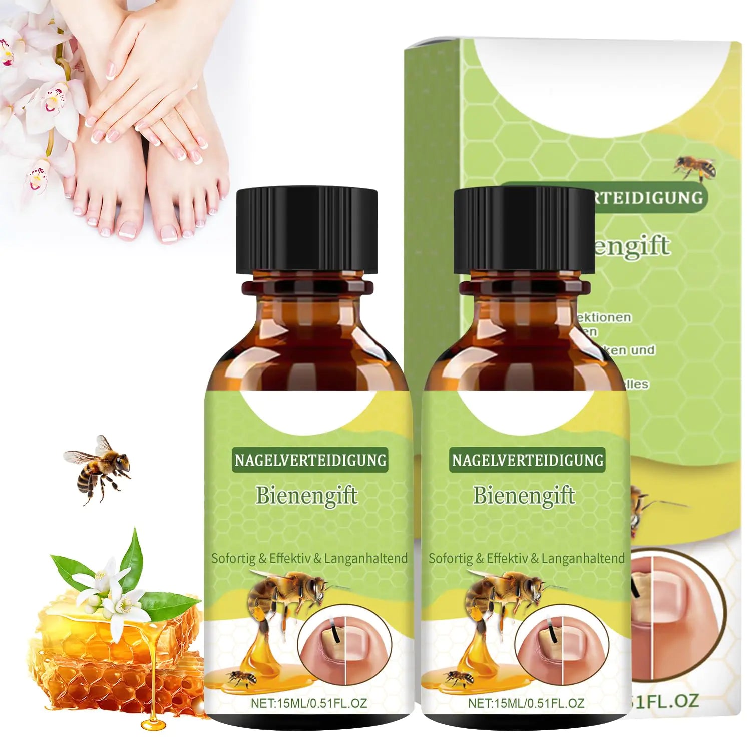 2Pcs Nail Defense Bee Venom Treatment Serum Nail Growth and Repair Serum.